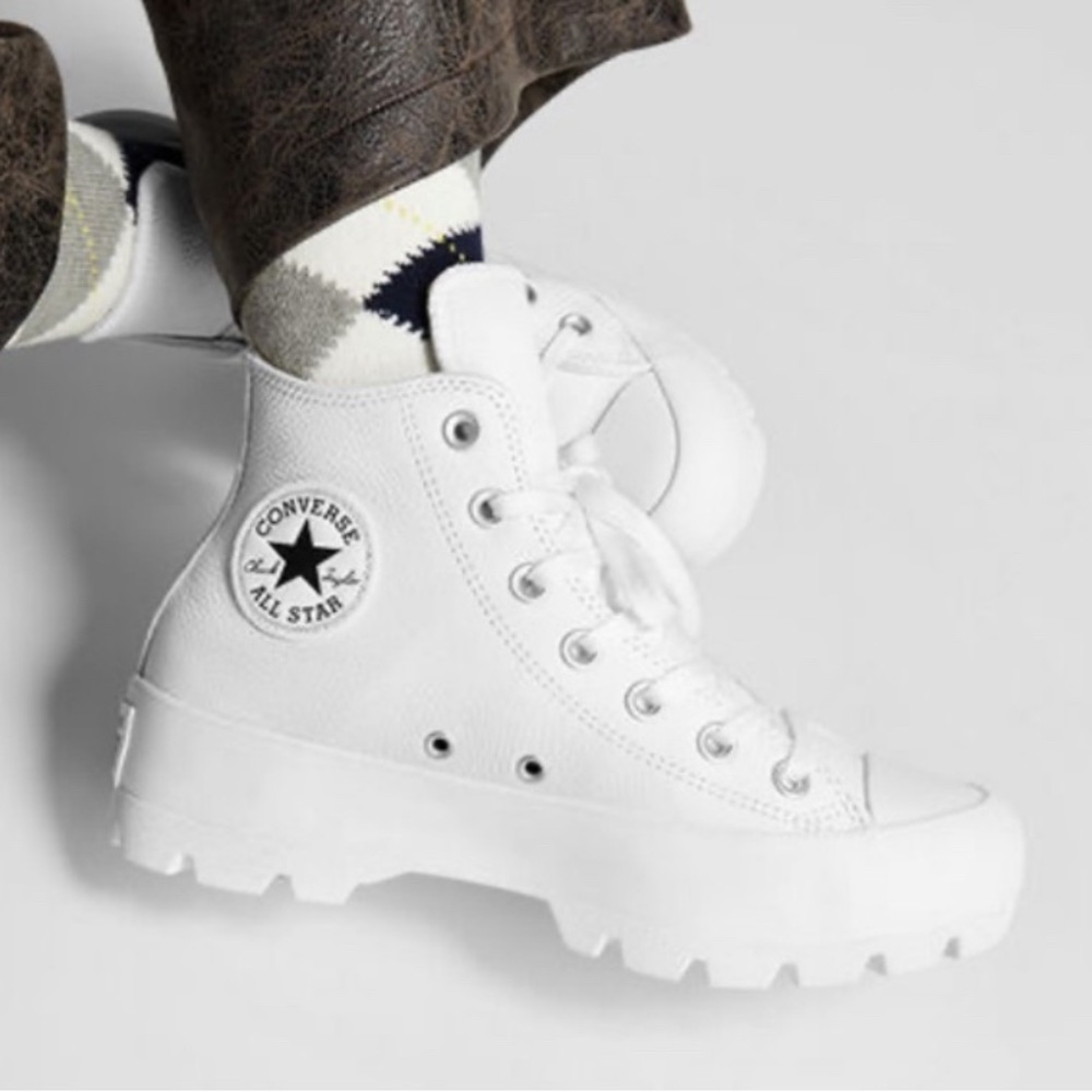 white leather hightop platform lugged converse